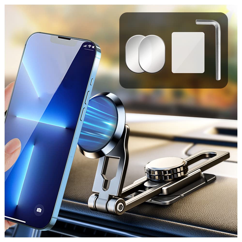  [AUSTRALIA] - SSNNUU Magnetic Phone Holder for Car-N50 Super Magnet Phone Mount for Car Dashboard,Heauy Duty 720° Rotation + Folding Car Mount Compatible with Magsafe&All Phones