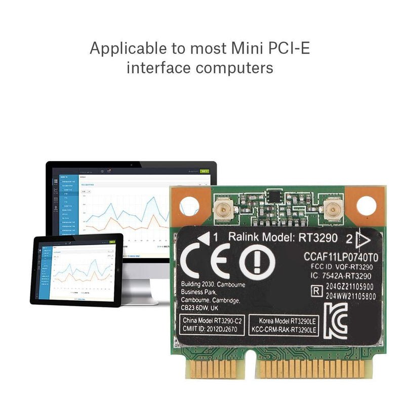  [AUSTRALIA] - Wireless Network Card, RT3290 Mini PCI E Port WiFi Wireless Network Card, 150Mbps High Speed PCI E Bluetooth Network Card