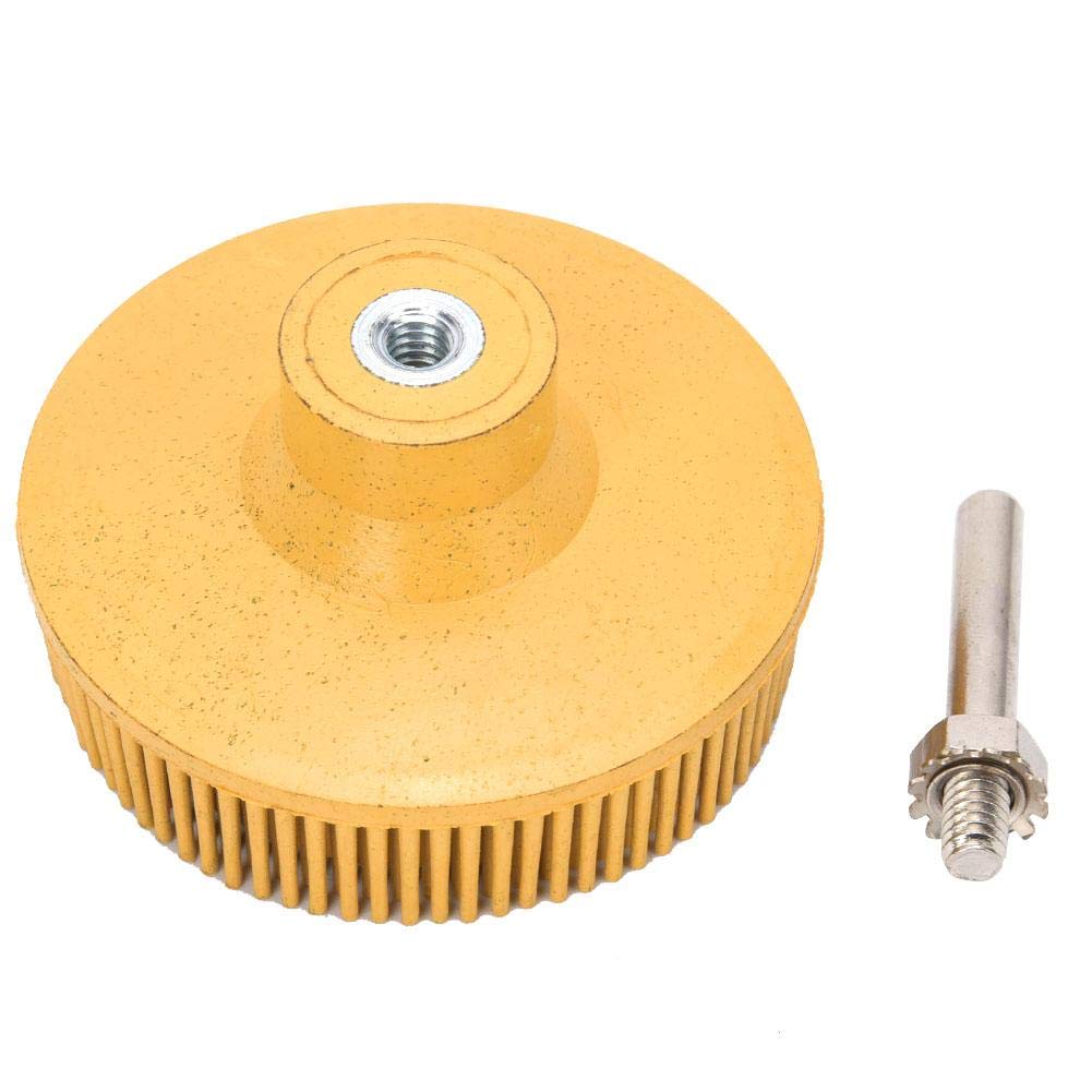  [AUSTRALIA] - Bristle Brush Disc 3 Inch Rubber Abrasive Brush Polishing Grinding Disc for Burr Rust Removal(Yellow) Yellow