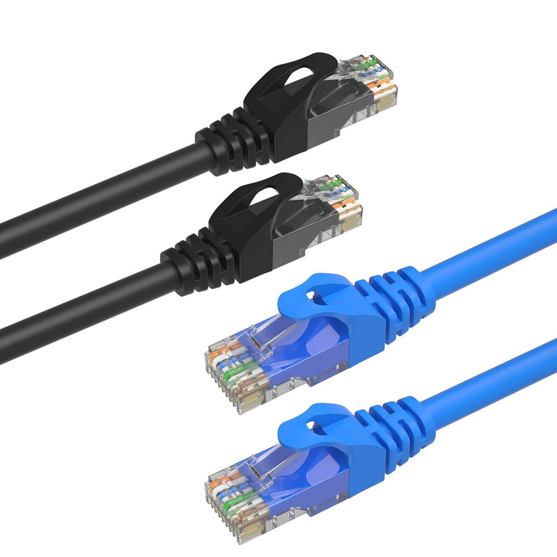  [AUSTRALIA] - Cat6 Ethernet Cable(6Feet 2Pack) SHD Network Patch Cable UTP LAN Cable Computer Patch Cord-(Blue/Black) 6FT