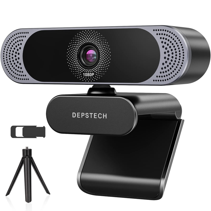  [AUSTRALIA] - Webcam with Microphone, 2022 DEPSTECH 1080P HD Webcam USB Computer Web Camera with Privacy Cover and Tripod, Plug and Play, Streaming Webcam for Desktop PC Video Conferencing, Teaching and Gaming