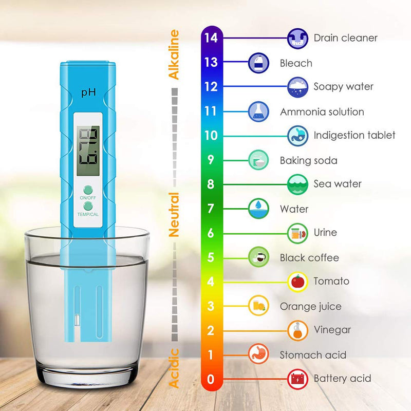 Duvinin Digital pH Meter 0.01 pH Accuracy Water pH Tester Digital, pH Pen with ATC 0-14 pH Measurement Range for Drinking Water/Pool/Hydroponics/Aquarium Sky Blue - LeoForward Australia