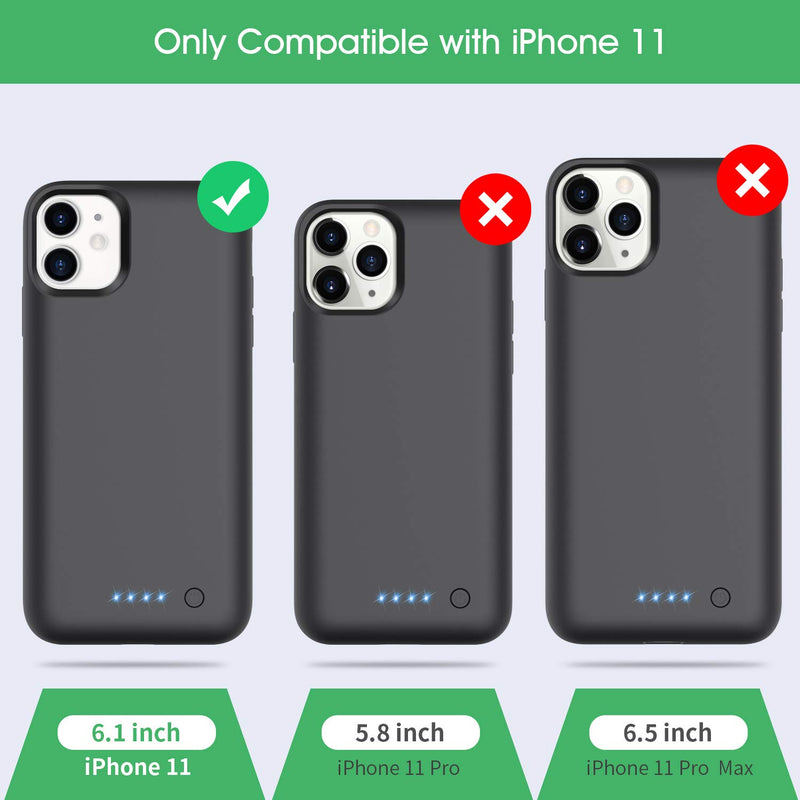  [AUSTRALIA] - Battery Case for iPhone 11, Upgraded 6800mAh Extended Rechargeable Charging Case Protective Portable Battery Pack for iPhone 11 External Charging Cover 6.1 inch Smart Case - Black