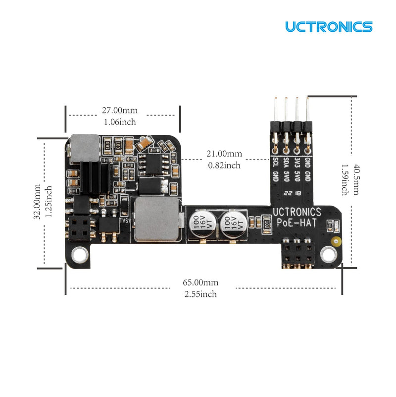  [AUSTRALIA] - UCTRONICS PoE HAT for Raspberry Pi 4B/3B+, Power Over Ethernet (PoE) Support 802.3af PoE Network Standard, Compatible with Pi 4B / 3B+