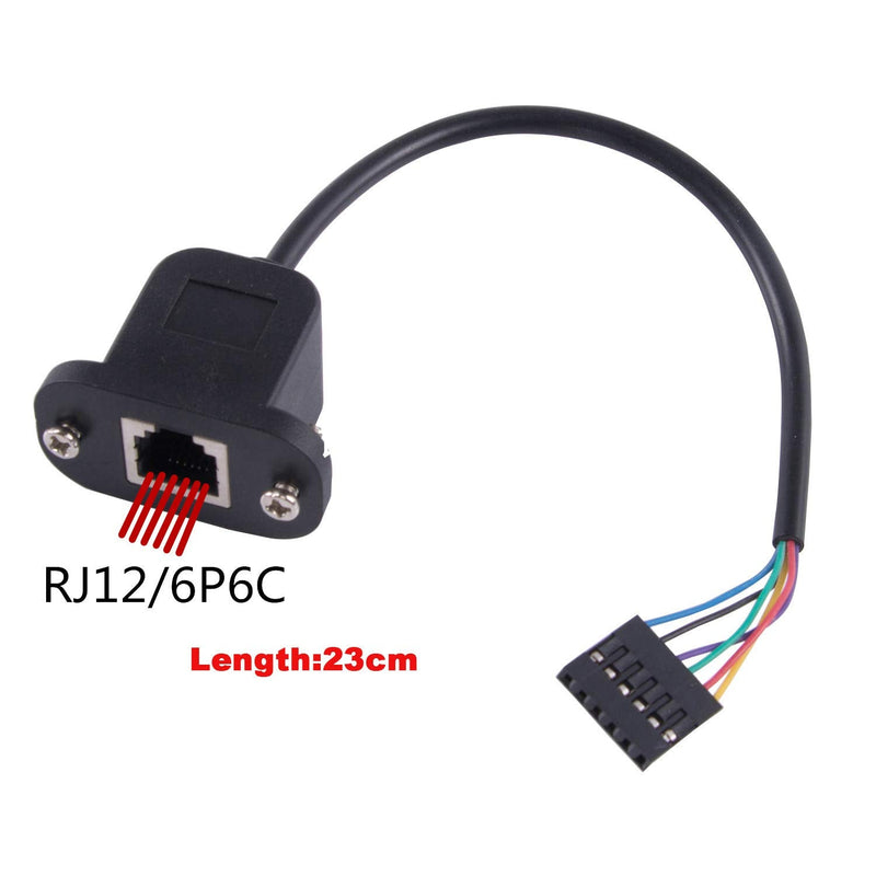  [AUSTRALIA] - RJ12 6P6C Cable to 6 Pin 0.1" Pitch Debug Terminal Block Adapter 6 Ways Telephony Female Connector Socket Bulkhead Panel Mount Extension Cable