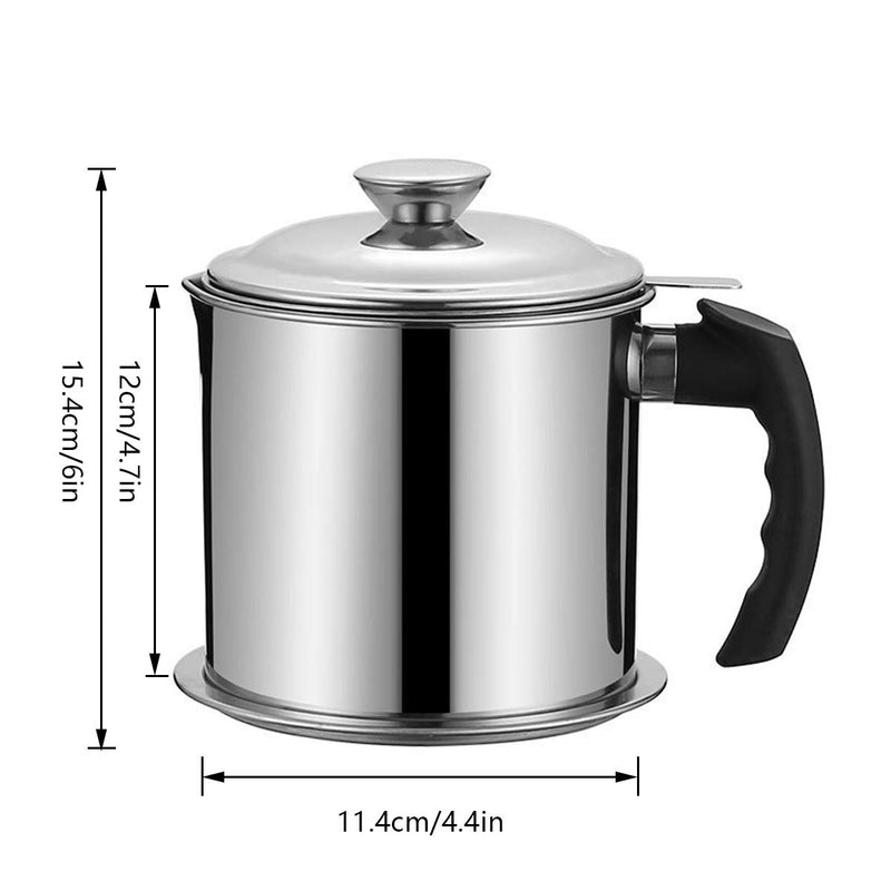  [AUSTRALIA] - Oil Strainer Pot Grease Can 44 Oz Stainless Steel Olive Oil Can with Fine Mesh Strainer for Kitchen Cooking Restaurant BBQ