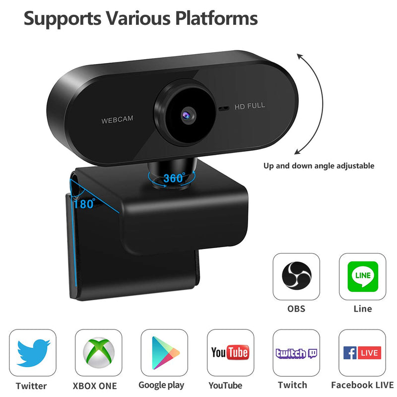  [AUSTRALIA] - 1080P Webcam with Microphone – HD Webcam for Computer, Laptop, PC, Desktop - USB Web Camera for Video Calling Recording Conferencing, Live Streaming, Webinar- Compatible with Windows Android iOS Linux