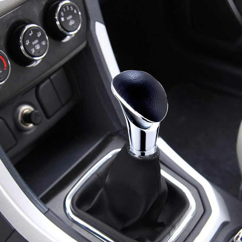  [AUSTRALIA] - Arenbel Automatic Shift Knob Leather Gear Stick Shifter Knobs Car Lever Shifting Handle fit Most Universal Vehicles, Black Leather Black