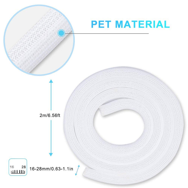  [AUSTRALIA] - 6.6ft - 2/3 inch White Cable Sleeve Cover, AGPTEK Cord Protector Management Wire Loom Tubing Cable Sleeve Split Sleeving for Desk PC TV Computer Cable Protect Cat from Chewing Cord, White 6.6ft - 2/3''