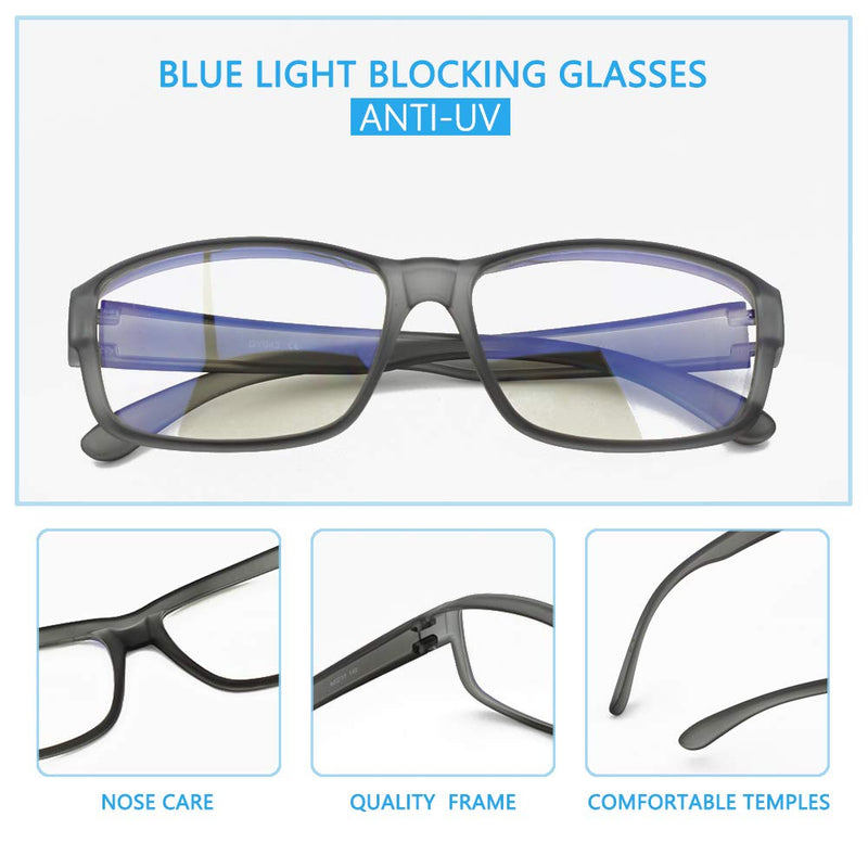 Xiyalai Blue Light Blocking Glasses Lightweight Eyeglasses Frame Filter Blue Ray Computer Game Glasses Grey - LeoForward Australia