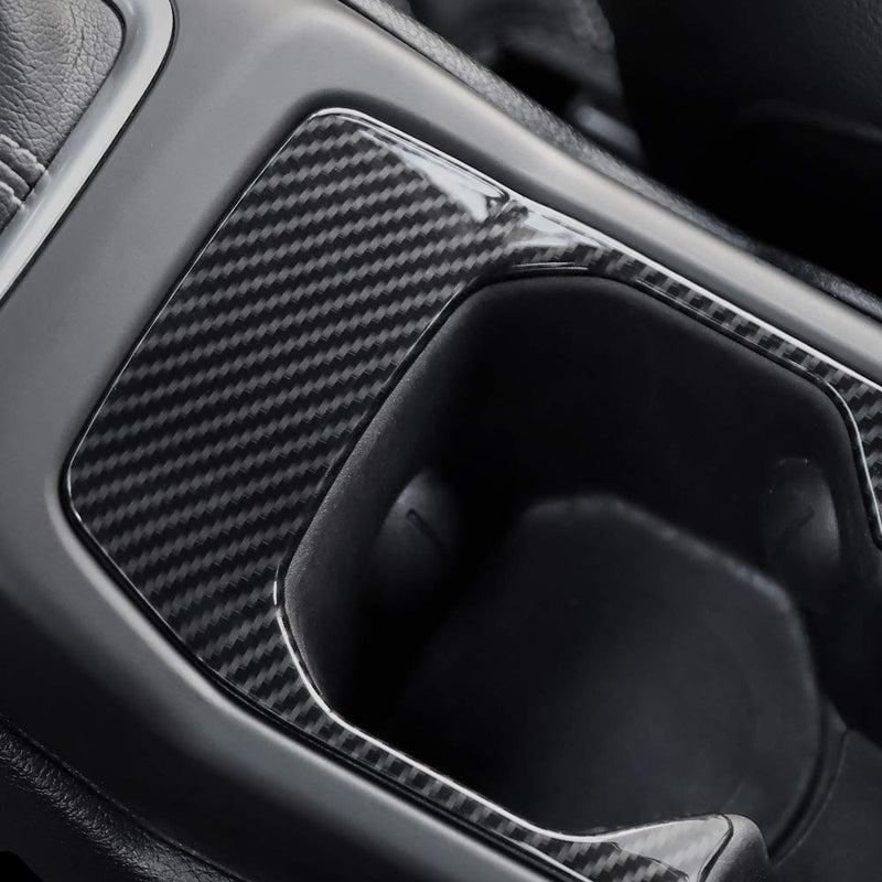  [AUSTRALIA] - CheroCar ABS Car Interior Accessories Cup Holder Cover Frame Trim Decor for Jeep wangler JL 2018-2020(Carbon Fiber Grain)