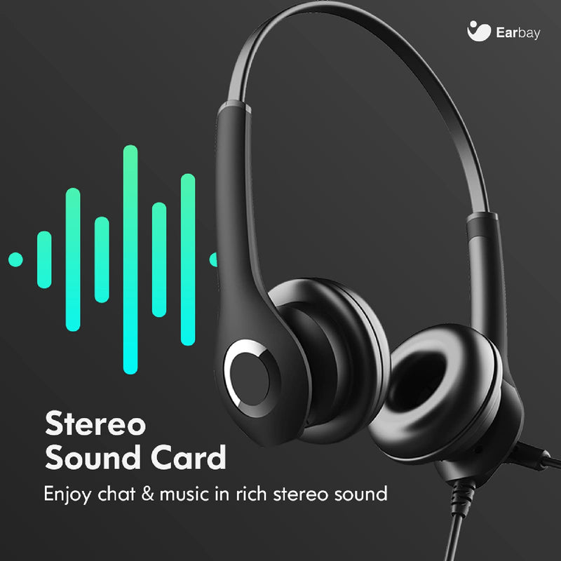  [AUSTRALIA] - Upgraded USB 3.5mm 2 in 1 Corded Stereo Headset With Crystal Microphone Noise Cancelling,Volume Control,Mute Button For Home,Office,Binaural Headphones For Call Center,Computer,IPad,Zoom,Skype,Webinar