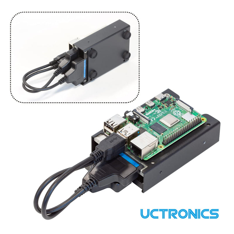  [AUSTRALIA] - UCTRONICS for Raspberry Pi SSD Case, Supports 2 Units of 2.5” SSD and Raspberry Pi 4, 3B/3B+ and Other B Models