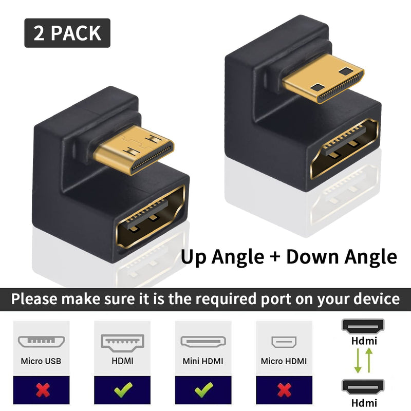  [AUSTRALIA] - Poyiccot U Shaped Mini HDMI to HDMI Adapter, 180 Degree Angled Mini HDMI Male to HDMI Female Adapter for 8K/4K 3D 1080P Digital Cameras, Monitors, DVRs (Up Down Angled Mini HDMI 2.1 Adapter)