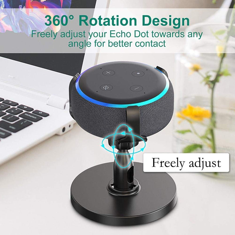  [AUSTRALIA] - WeTest 360 Degree Adjustable Echo Dot Stand, Anti-Slip Base Table Holder for Echo Dot 3rd Generation, Black