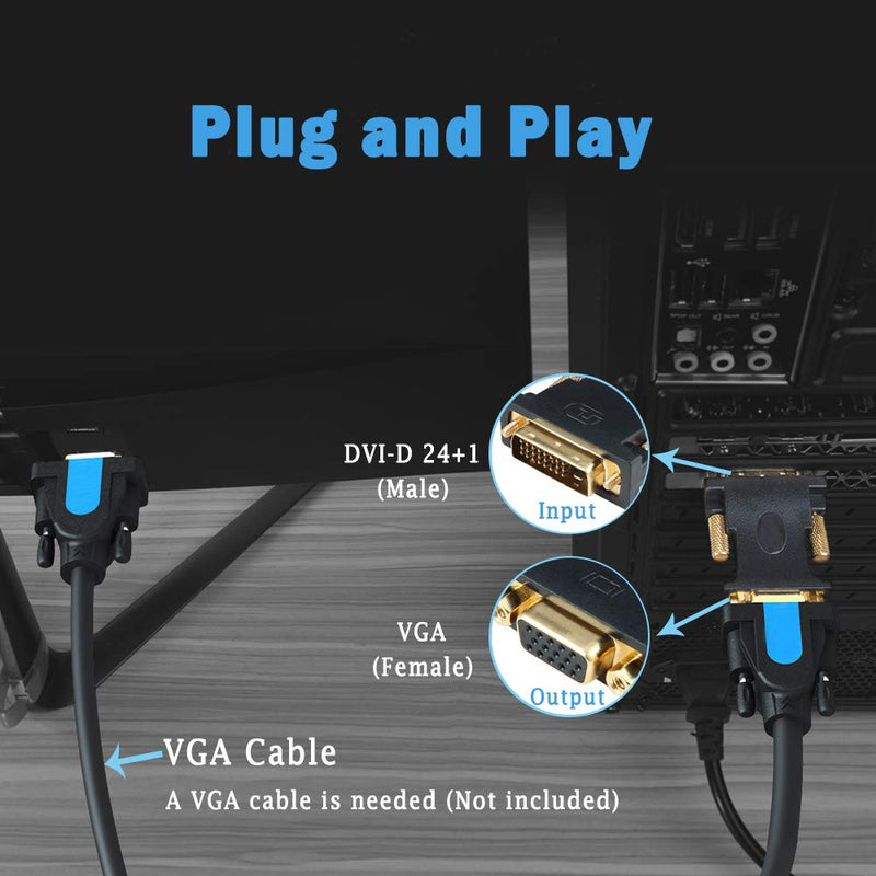 HYZUO DVI to VGA Adapter Active DVI-D 24+1 to VGA Link Video Cable Converter for PC DVD Monitor HDTV - LeoForward Australia