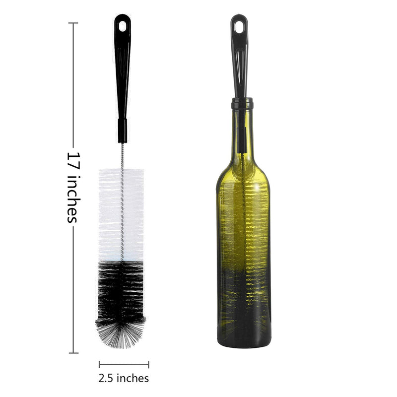 ALINK 16in Extra Long Black Bottle Cleaning Brush Cleaner for Washing Narrow Neck Beer, Wine, Thermos, S' Well, Brewing Bottles, Hummingbird Feeder - LeoForward Australia