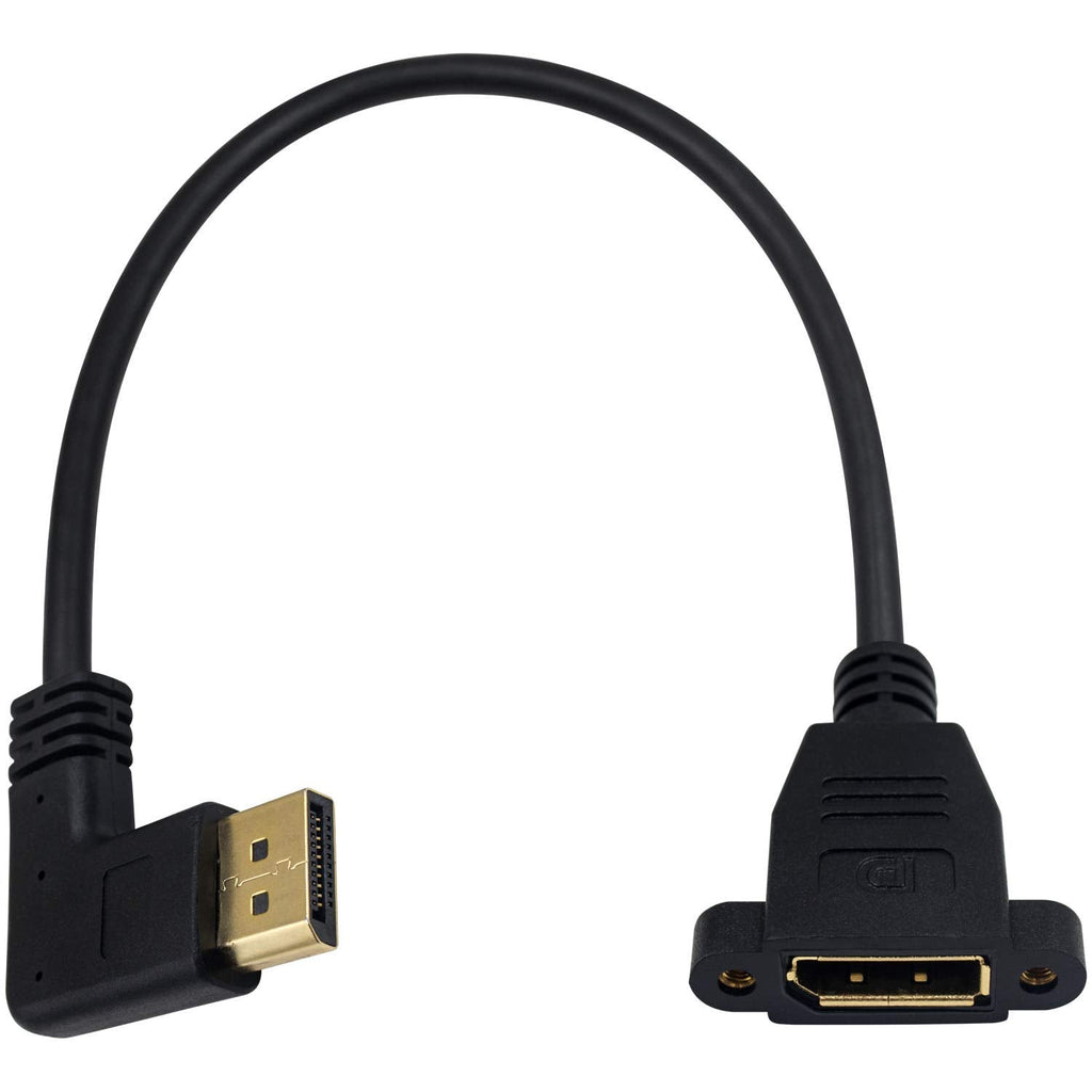  [AUSTRALIA] - Poyiccot DP to DP Cable, 12inch / 30cm Right Angle 90 Degree Displayport (DP) Male to DisplayPort (DP ) Female with Screw Hole Panel Mount for Audio and Video Extension Cable