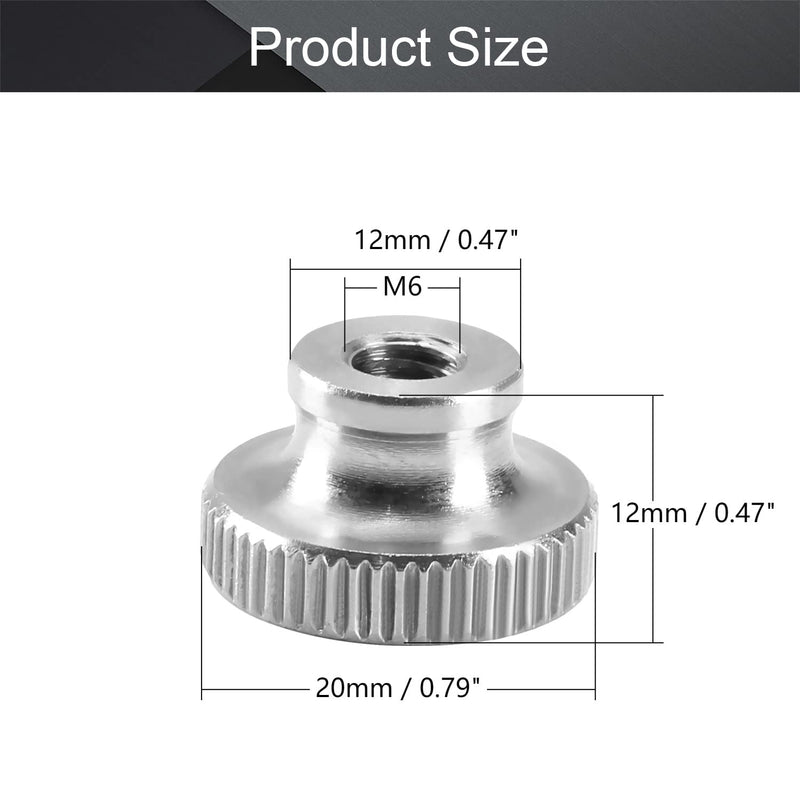  [AUSTRALIA] - MroMax Knurled Thumb Nuts, M6 Through Hole Round Knobs ，Whitewash 304 Stainless Steel, Pack of 8