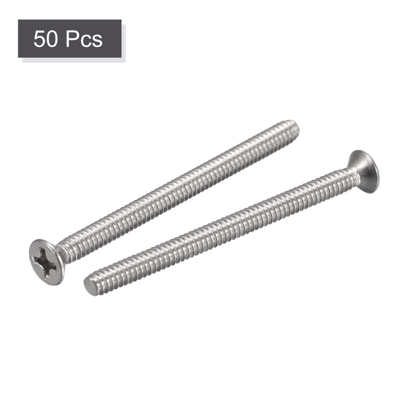  [AUSTRALIA] - uxcell 6#-32x1-7/8" Flat Head Machine Screws Phillips 304 Stainless Steel Bolts 50pcs