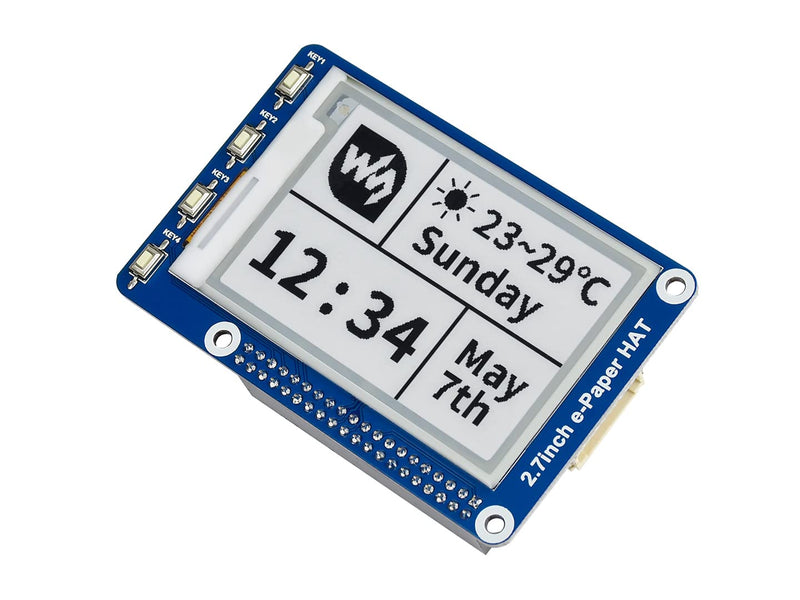  [AUSTRALIA] - Waveshare 2.7inch E-Ink Screen Display HAT for Raspberry Pi 264x176 Resolution Electronic E-Paper with Embedded Controller Communicating via SPI Interface