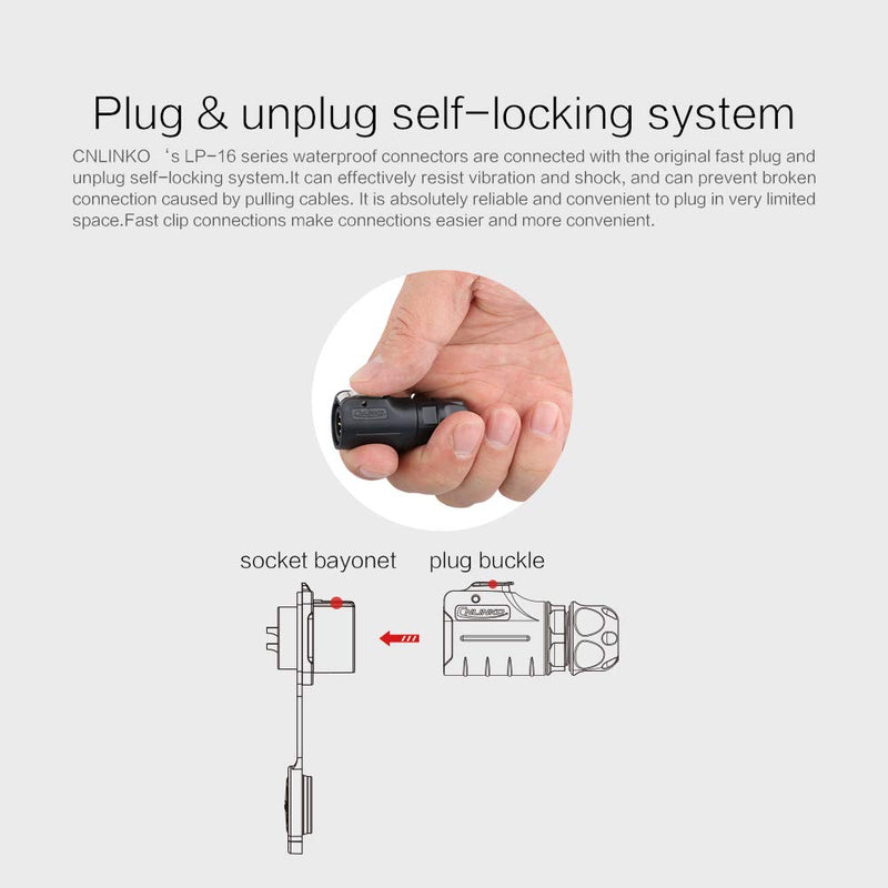 Cnlinko 2Pin 16MM Plastic Circular Waterproof IP67 Electrical Wire Cable Panel Electrial Waterproof IP67 Solder with Cover Power Equipment DC AC Connector(2 Pin Plug +Socket) - LeoForward Australia