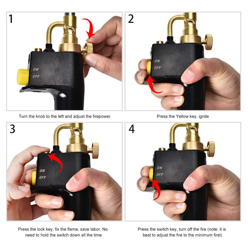  [AUSTRALIA] - SEAAN Propane MAPP Torch with 3 Tips Gas Trigger-Start Torch/Self-Lighting Swirl Style, Swirl Flame Tip for all Soldering and Brazing Applications