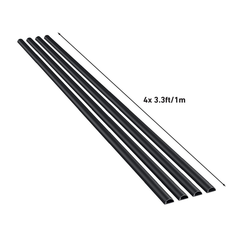  [AUSTRALIA] - D-Line 13.12ft Black Cord Cover Kit, Half Round Cable Raceway, Paintable Self-Adhesive Cord Hider, On Wall Cable Hider, Cable Management - 4x 0.78" (W) x 0.39" (H) x 39" Lengths & 12 Accessories Small (Micro+)