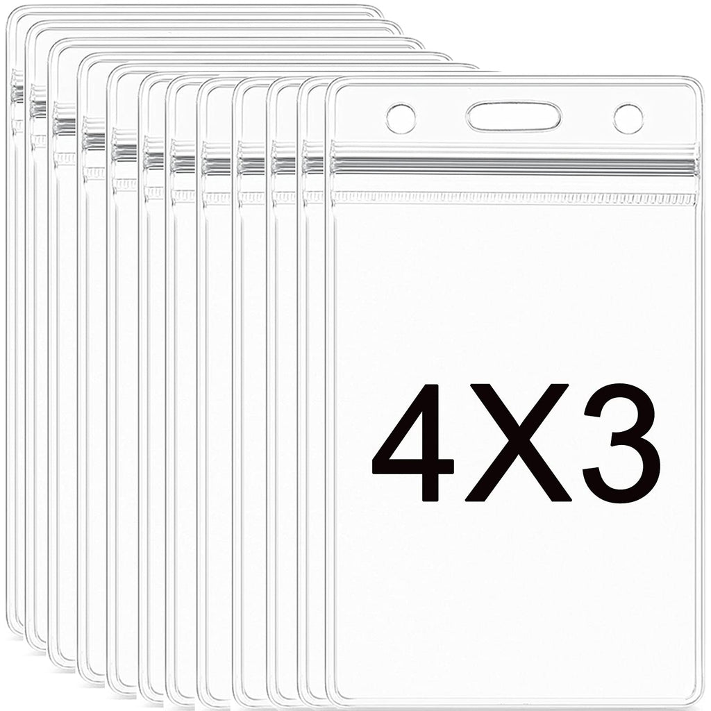  [AUSTRALIA] - AMUU 12 Pack Badge Holders Large 4x3 Name Badge Holders Clear Plastic Card Protector Large ID Card Holder Name Tags Nametags Holders Badge 12 Pack Clear-vertical 4x3