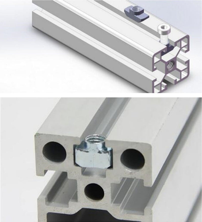  [AUSTRALIA] - PZRT 3030 Series 50-Pack M6 T-Nuts,Carbon Steel Nickel-Plated Half Round Roll in Sliding T Slot Nut 8mm Slot Aluminum Profile Accessories
