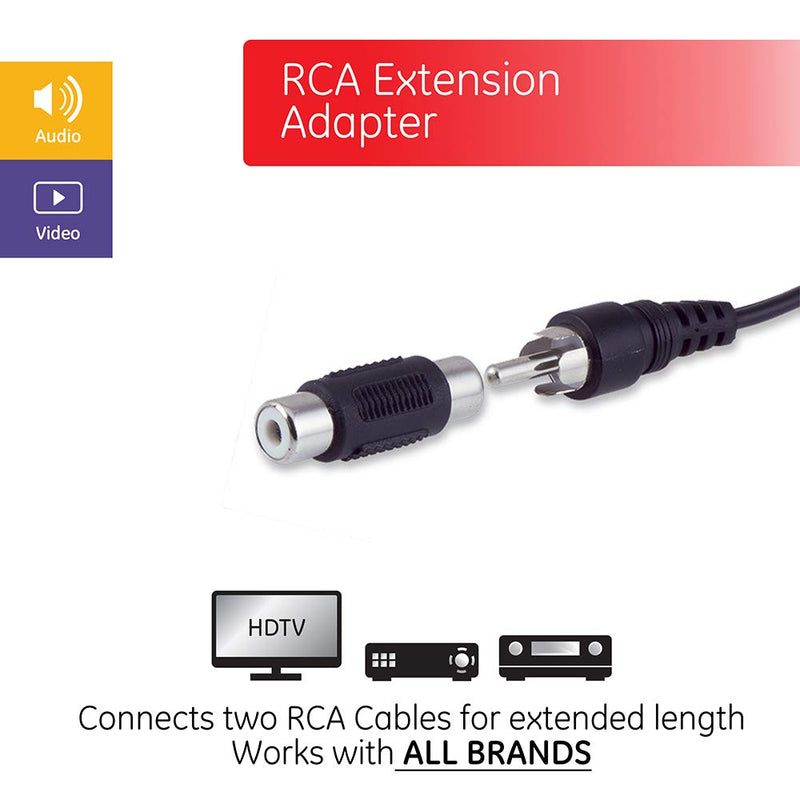  [AUSTRALIA] - GE 2-Pack RCA Coupler Adapter, Female-to-Female, Audio Video RCA Cable Connectors, Composite Component Extender Barrel, Connect Cables to Extend Length and Reach, 33617 2 Pack