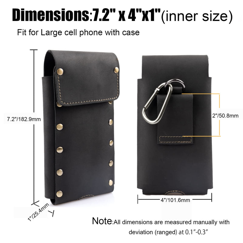  [AUSTRALIA] - Topstache Leather Phone Holster,Samsung S22 Ultra Belt Holder, iPhone 13 Pro Max Case for Belt,Universal Phone Pouch with Belt Clip,Leather Phone Holster for Otterbox Case, Flip Cellphone Sheath Black