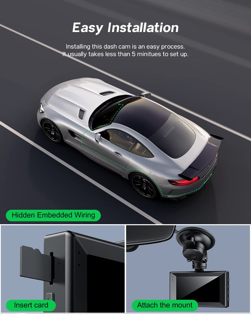  [AUSTRALIA] - Dash Cam, Front and Rear 2K Surfola 2560x1440P Quad HD Car Dash Camera, Ultra Clear Night Vision, 170-Degree Wide Angle, 3" inch IPS Screen, Parking Mode, True WDR, Motion Detection, G-Sensor