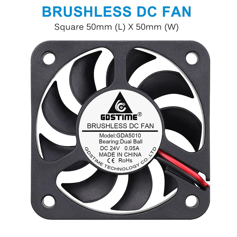  [AUSTRALIA] - GDSTIME 50mm x 50mm x 12mm 24v Dual Ball Bearing Brushless Cooling Fan