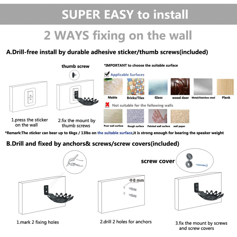  [AUSTRALIA] - EMAQUIN Wall Mount Bracket for Homepod Mini (Drill Free,Sturdy Metal,Durable Paint Finish,Easy Install on The Wall,Compatible with Homepod Mini, Black) Single pc