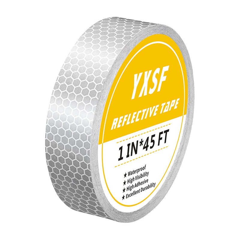  [AUSTRALIA] - YXSF Reflective Safety Tape,1 Inch×45 Feet Silver White Reflective Tape,high Viscosity Waterproof Reflective Tape for Bikes Cars Ships Motorcycles Raincoat, 1 Inch*45Feet