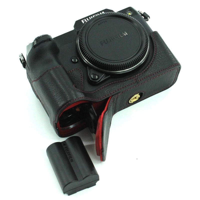  [AUSTRALIA] - Camera Case for Fujifilm GFX 100S, Fuji GFX 100S Grip Case|Genuine Real Leather Bottom Opening Version Protective Bag Cover Compatible for GFX 100S