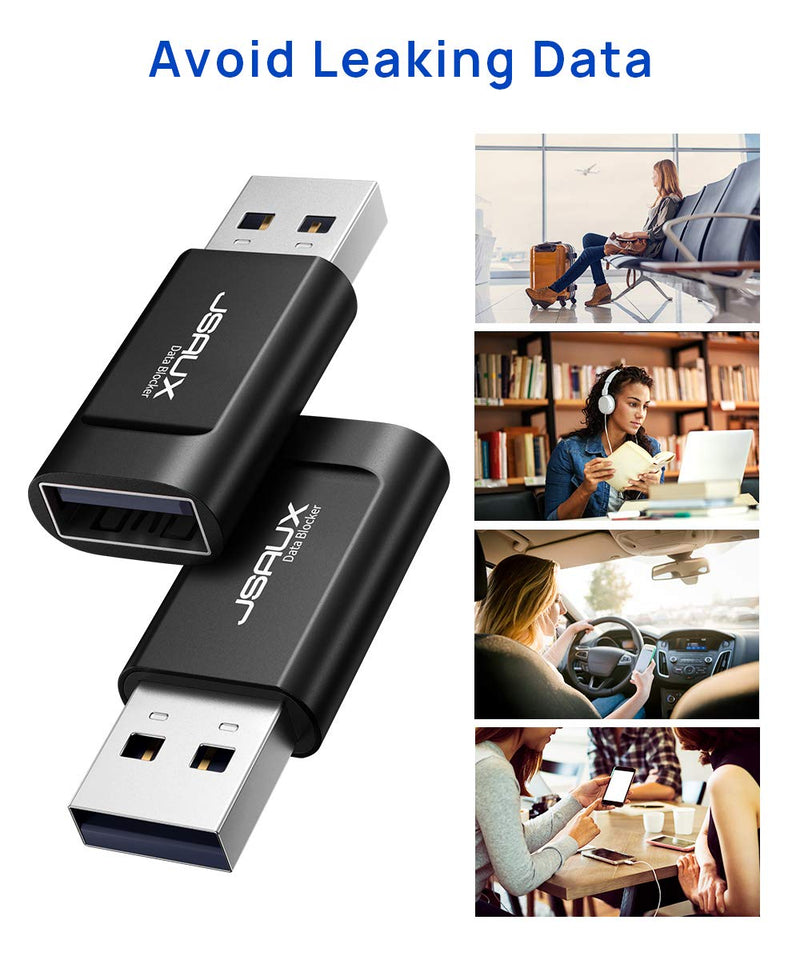  [AUSTRALIA] - USB Data Blocker, JSAUX (4-Pack) USB-A Defender Only for Quick Charge, Protect Against Juice Jacking, Refuse Hacking Provide Safe Charging- Black