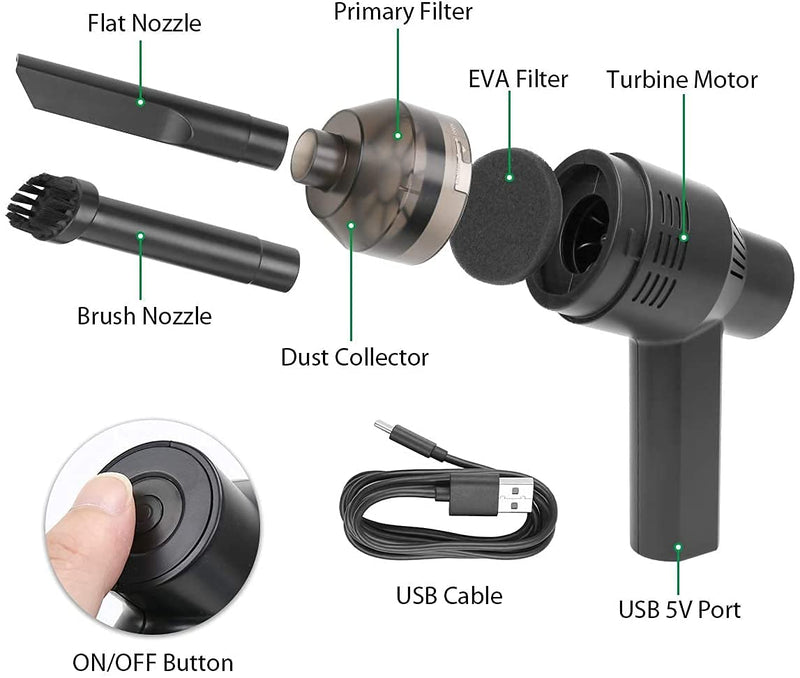  [AUSTRALIA] - Honlibey Upgraded Mini Keyboard Vacuum,Tiny Cordless Computer Vacuum Cleaner Electronics Laptop Vacuum, USB Rechargeable Tiny Vacuum Dust Kit for Desktop, PC, Sofa, Car, Pet House