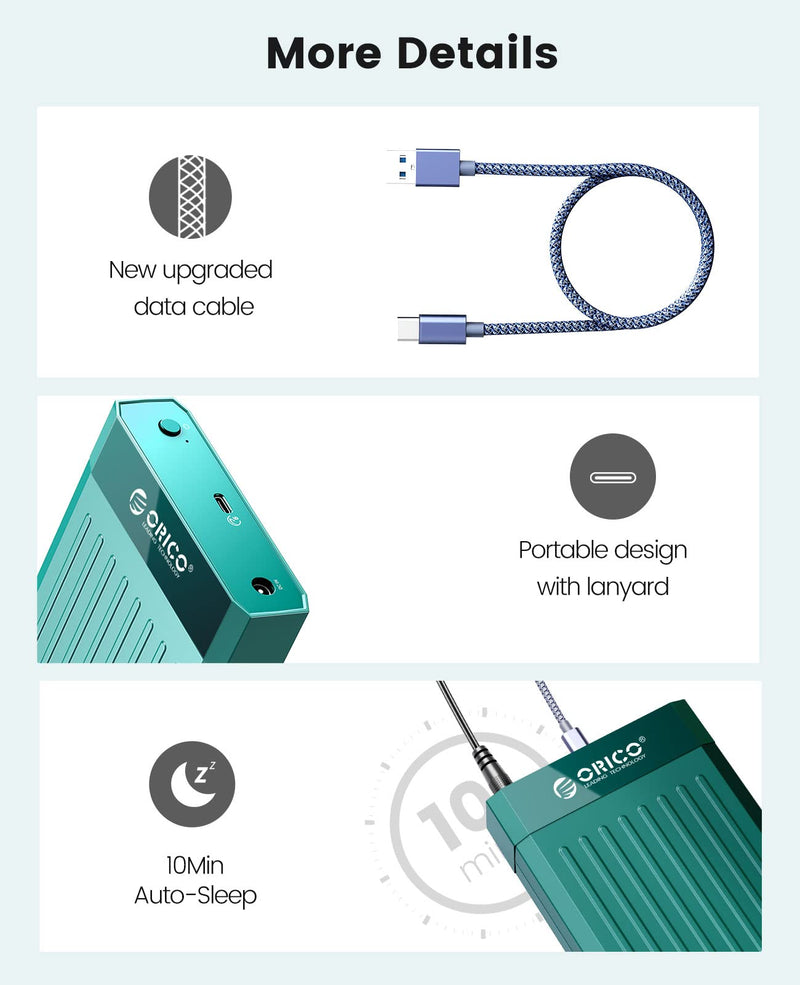  [AUSTRALIA] - ORICO 3.5'' Hard Drive Enclosure SATA to USB C 3.2 HDD Enclosure for 3.5 2.5 Inch SSD HDD Max to 18TB with 12V Power Adapter and Upgraded Cable,Tool Free,Support UASP, Green[M35C3] M35C3-GR