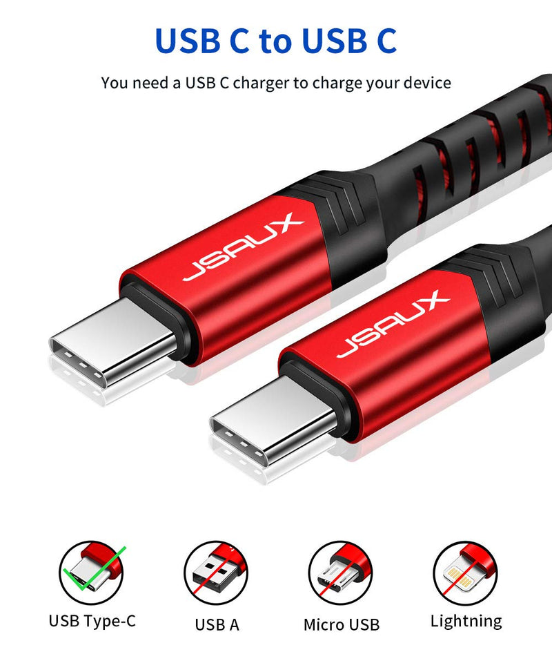 JSAUX USB C to USB C Cable 60W, 3-Pack [6.6ft+3.3ft+1ft ] Type C Fast Charging Cord Compatible with Samsung Galaxy S21 S21+ S21 Ultra S20 Plus S20+ Note 20 10, Google Pixel 4 3 2 XL-Red 6.6ft+3.3ft+1ft Red - LeoForward Australia