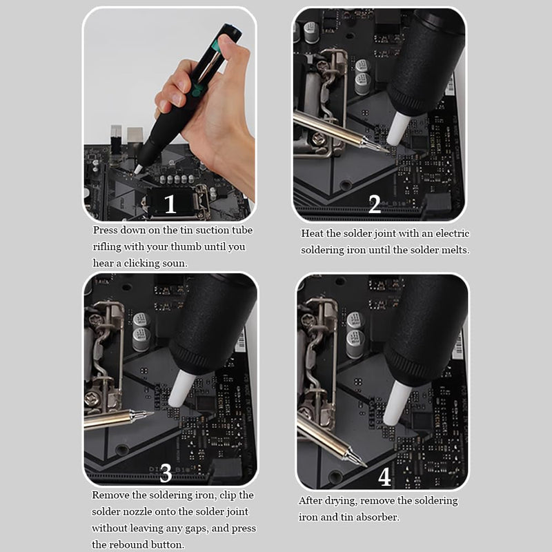  [AUSTRALIA] - YPLonon Desoldering Pump Solder Remover Tool with 4 Pieces Solder Wicks (2.5mm × 1.5m) Desoldering Pump and Solder Wick Kit Desoldering Wick & Solder Sucker for Removing Solder Wicks