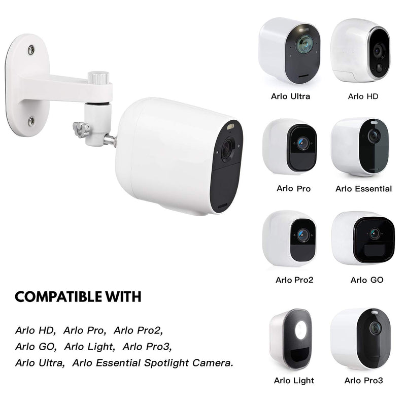  [AUSTRALIA] - 2Pack Security Wall Mount for Arlo Pro, Arlo Pro 2, Arlo Ultra, Arlo Pro 3, Arlo Go, Arlo Essential Spotlight Camera, Adjustable Indoor/Outdoor Mounting Bracket for Your Surveillance Camera (White) White