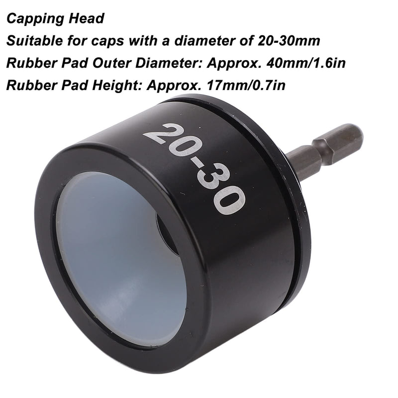  [AUSTRALIA] - Bottle Capping Tool, Electric Capping Machine Head, 20mm to 30mm Cap Diameter, Bottle Tightening, Loosening, Rotating Head