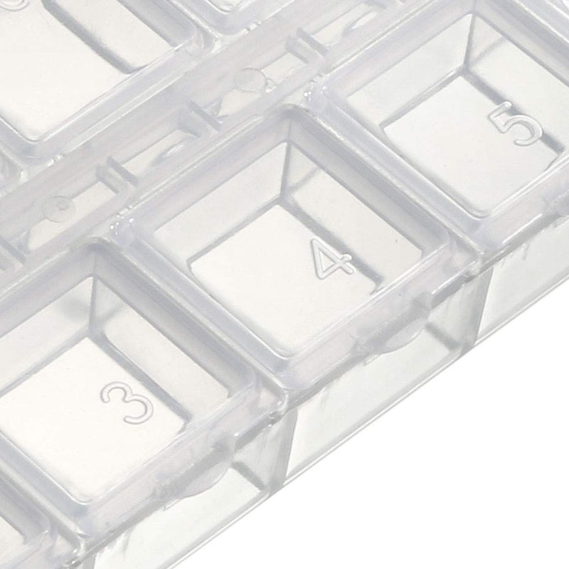  [AUSTRALIA] - uxcell Component Storage Box - Plastic Fixed 12 Grids w Separate Cover Electronic Component Containers Clear White 130x52x15mm Pack of 2