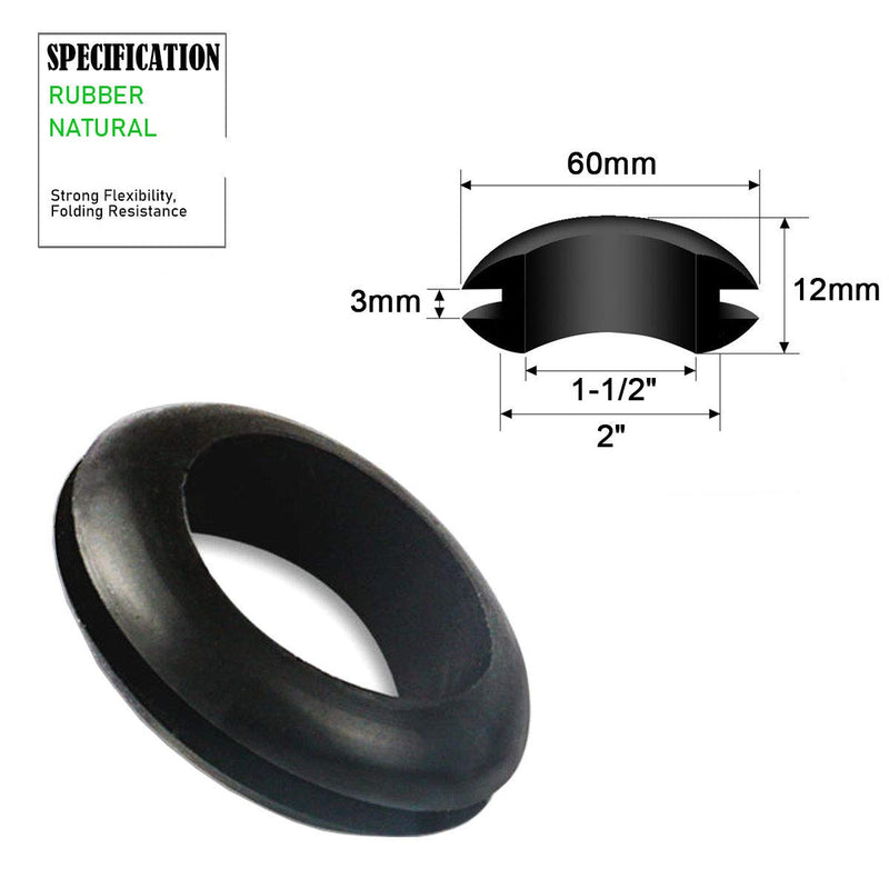  [AUSTRALIA] - 2 Inch Rubber Grommet, 2" Drill Hole 1-1/2" ID-Rubber Plugs for Holes-Rubber Hole Grommet-Eyelet Ring-Firewall Grommets Automotive for Wires, Cables, Cords, 4PCS 50mm / 2" Drill Hole, 4pcs