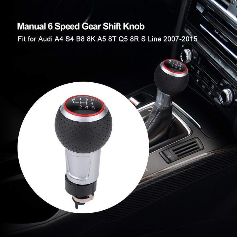  [AUSTRALIA] - KIMISS Car Manual 6 Speed Gear Stick Shift Knob Shifter Head lever for Audi A4 S4 B8 8K A5 8T Q5 8R S Line 2007-2015 (Red) Red