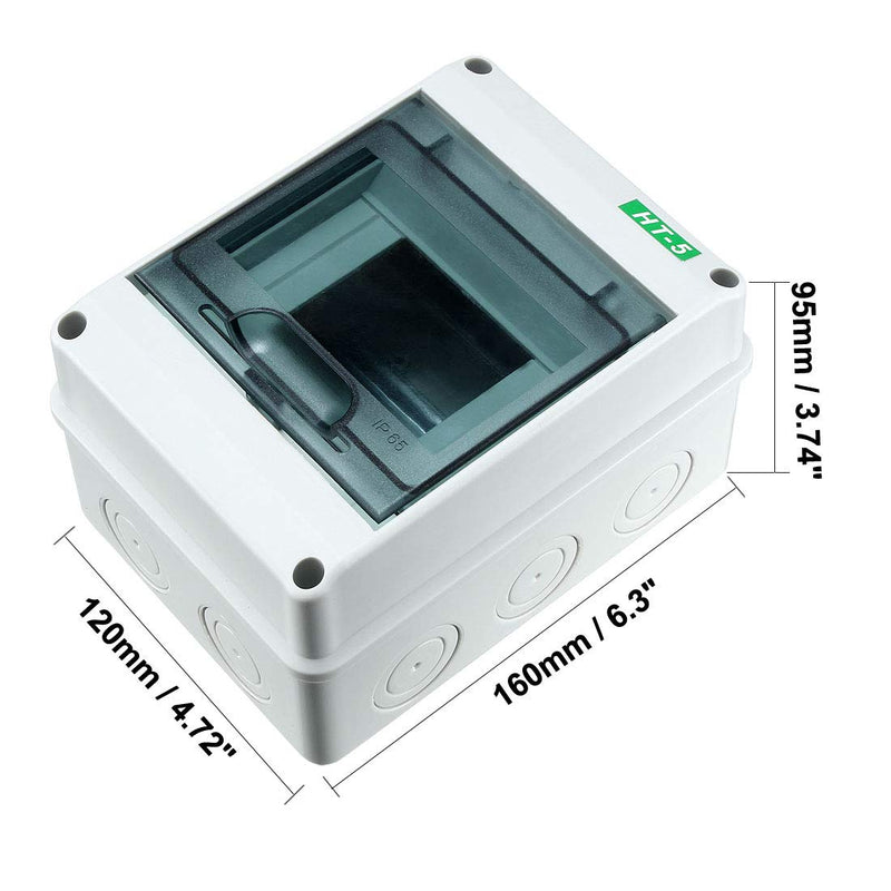  [AUSTRALIA] - Awclub Plastic Transparent Cover Power Distribution Protection Box IP65 ABS for Circuit Breaker Indoor on The Wall 5 Way (160mmx120mmx95mm) 160mmx120mmx95mm