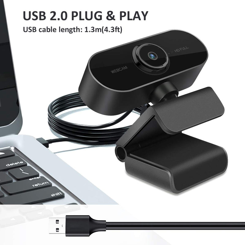  [AUSTRALIA] - 1080P Webcam with Microphone – HD Webcam for Computer, Laptop, PC, Desktop - USB Web Camera for Video Calling Recording Conferencing, Live Streaming, Webinar- Compatible with Windows Android iOS Linux