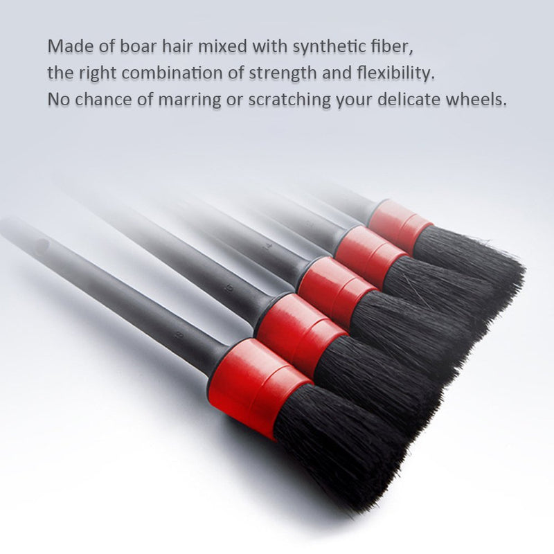  [AUSTRALIA] - MUTOCAR Detail Brush 5 Different Sizes Auto Detailing Brush Set Perfect for Car Motorcycle Automotive Cleaning Wheels, Dashboard, Interior, Exterior, Leather, Air Vents